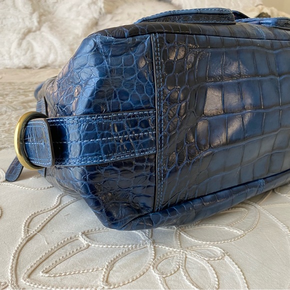 Coach RARE VINTAGE Blue Croc Embossed Legacy Leather Satchel - Picture 4 of 16